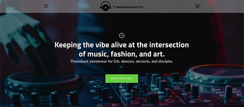 throwbackNYC Homepage Screenshot